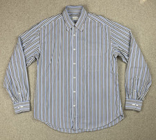 BRIONI L/SLEEVE 100% COTTON BLUE MULTI COLOUR STRIPED SHIRT SIZE LARGE 24” PTP