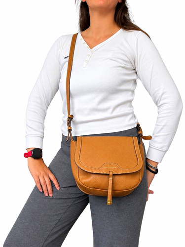 Tan leather crossbody bag - tan,