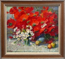 Yuri Kuchinov (Russian, b. 1951) : Still Life with Poppies, signed oil on canvas