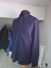 Men's Tommy Hilfiger Navy Blue Long Sleeve Soft Cotton Slim Fit Shirt Size XL