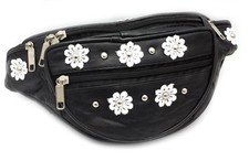 ODS:UK® Leather Festival Bum Bag Daisy Flower Studded Cross-Body Summer Urban Ba