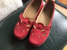 Ladies Hotter Nirvana Shoes Size 6 In Red Suede, Comfort Concept