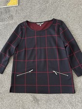Ladies Laura Ashley Lovely Navy/Red Checked Top Size 12 Excellent Condition