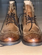 Tan Brown Leather Brogue Boots