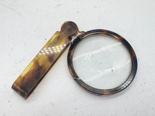VINTAGE TORTOISESHELL EFFECT FOLDING MAGNIFYING GLASS HANDHELD LOUPE