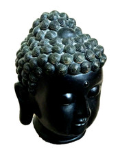 A  6.5" TALL x 4.75" WIDE x 5" DEEP, 859g, BUDDAH HEAD FIGURINE, VGC