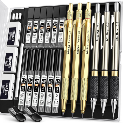 6pcs gold mechanical pencils - 6pcs,