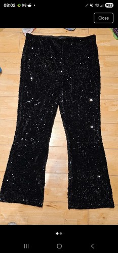 Black sequin wideleg - sequin, trousers