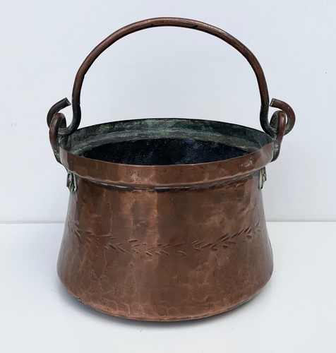 Vintage copper bucket planter - vintage,