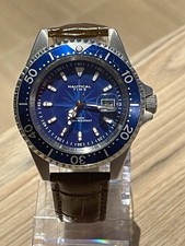 NAUTICA Time TMG370 Men’s Watch, Quartz, 44mm Face, Brown Leather Strap..WOW