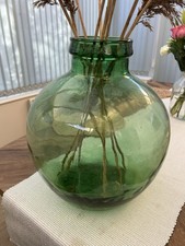 Viresa Large Vintage French Green Glass Terrarium Carboy Bottle Planter Vase