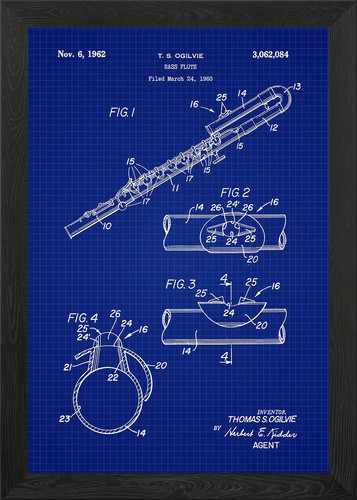 1962 bass flute - flute, framed