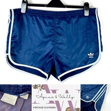 Adidas Vintage Satin Short Shorts D7 36’’ Navy Blue Soccer Trefoil Three Stripe