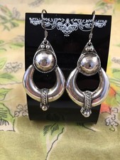 Statement Sterling Silver 'Bali' style drop earrings