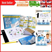 Flip Book Animation Kit with LED Light Pad - Kids Drawing, Tracing, Stop Moti...
