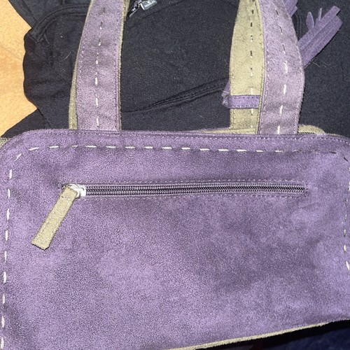 New suede purse plum - purse, burgundy