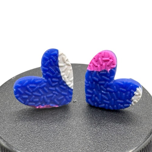 Handmade blue pink white heart - blue,