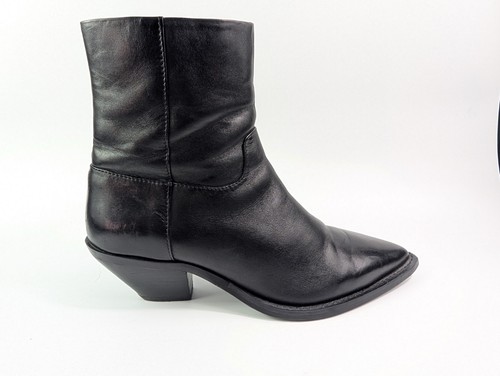 Zara black leather western - black,