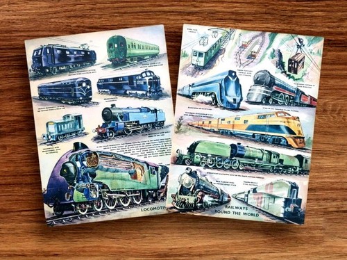 Pair vintage 1950s - steam, train