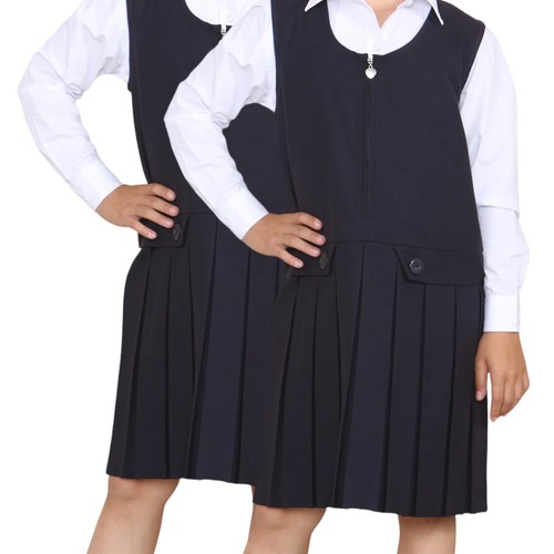 Girls pinafore dress front zip - girls,