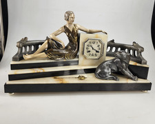 1930's Original Art-Deco French Marble Mantle Clock 