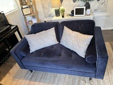 Dunelm Zoe Navy Blue Velvet 2-Seater Sofa  