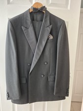 Canda Double Breasted Dinner Suit. Black 44" Chest  Worn Twice With Bow Tie