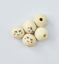 Wooden Doll Head Beads, 5