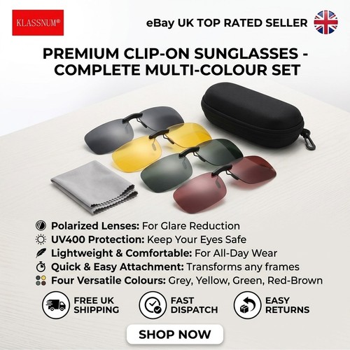 Sunglasses polarised clip - sunglasses, on