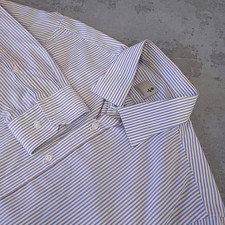 Seidensticker Dress Shirt Men's 15.5 White Brown Striped Cotton Formal Button-Up