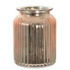 Rose Gold Mirror Ribbed Vase