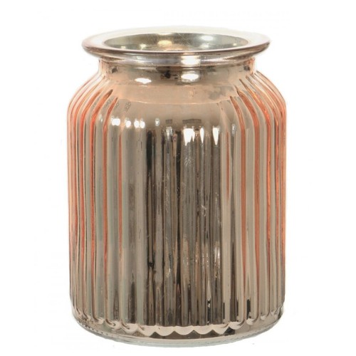 Rose gold mirror ribbed vase - rose,