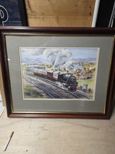 Rare. Steam Train Painting. M. DEXTER. BLACK 5 royal scot stock. Original.