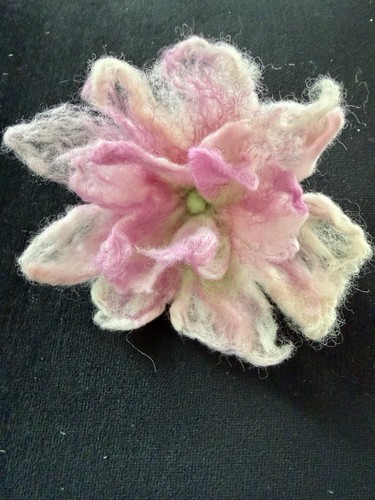 Hand felted pink flower - hand,