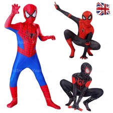 Kids SpiderMan Cosplay Costume Boys Tobey Maguire Outfit Jumpsuit Fancy Dress UK
