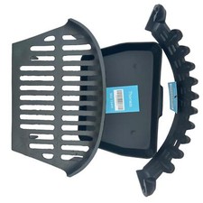 18" Heavy-Duty Cast Iron Grate with Castle Front & Ash Pan Set for Fireplace