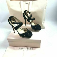Jimmy Choo Kuki Suede 5" High Heel Shoes Stilletto Black Antique Size UK 7 EU 40