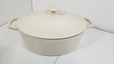 Le Cruset Style Casserole Cast Iron Dish Cream Enamel Coated Cookware 