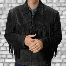 Mens suede Leather coat Native