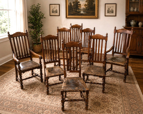 Set antique oak - 8,