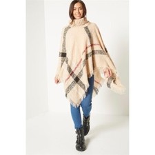 Ladies Oversized Check Poncho
