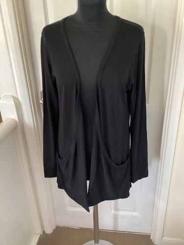 Black longline cardigan - black, open