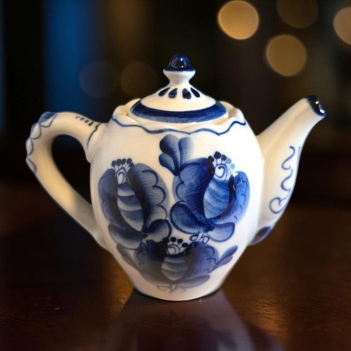 Vintage gzhel teapot russian - vintage,