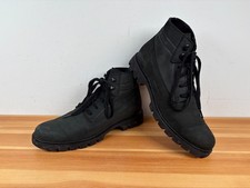 Caterpillar Black Suede Leather Work Boots UK 9 Wide Width Shoes Mens Dark Green