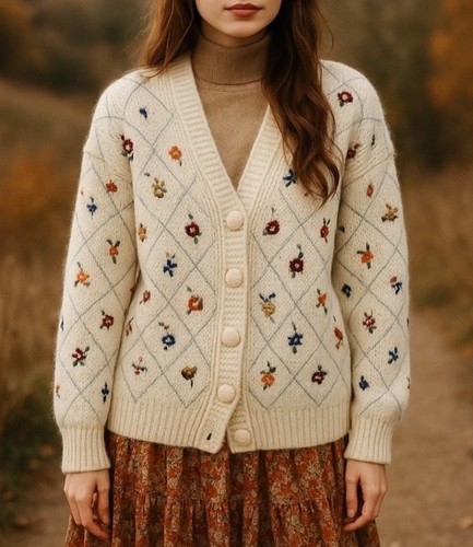 Zara floral wool - wool, embroidered
