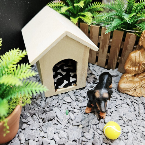 Wooden dog kennel with bone - dog,