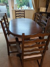 Brown/Red Dining Table with 6