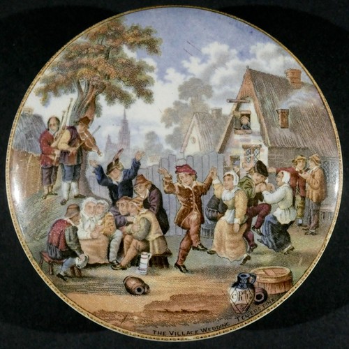 Prattware antique pot lid - prattware,