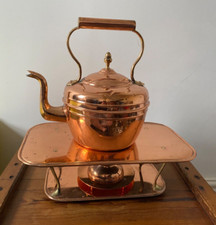 ANTIQUE HUGE IMPOSING ARTS CRAFTS W.A.S./ BENSON COPPER KETTLE STAND AND BURNER