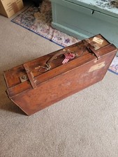 Vintage English travel leather trunk